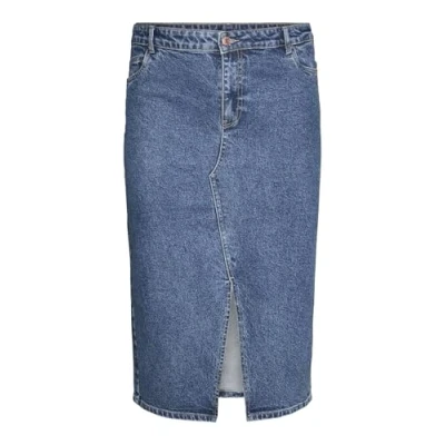 Abbildung von Vero Moda Curve Vmcveri CALF Skirt Bleistiftrock, Damen, Größe: 48, Medium blue denim