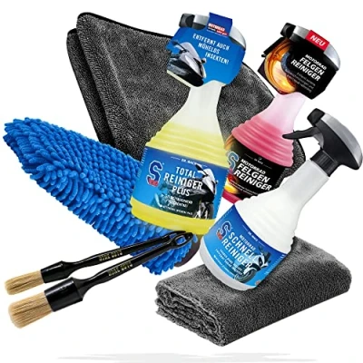 Abbildung von Motorrad Reinigung &amp; Trocknen Bundle Dr. Wack S100 Total Reiniger + Schnellreiniger Felgenreiniger detailmate Trockentuch 2X Reinigungspinsel Waschhandschuh Poliertuch