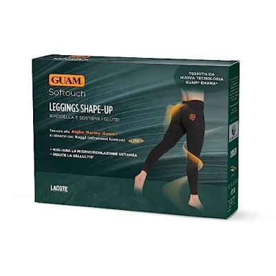 Abbildung von Guam, Shape Up Softouch Leggings, Leggings mit Guam Meeresalgen und Ferninfrarotstrahlen, Anticellulite, Formt Unterstützt den Gesäßmuskel, Made in Italy, Farbe Schwarz, Größe L/XL (46 50)