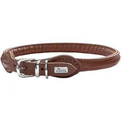 Abbildung von HUNTER Round &amp; Soft Hundehalsband, Leder, Nappa, rundgenäht, weich, 50 (M), braun