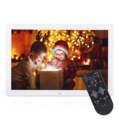 Abbildung von VBESTLIFE Digitaler Bilderrahmen, 17 Zoll 1440 * 900 HD, Musik und Video Player/Wecker/Kalender unterstützt USB 32 GB SD Karte (weiß)