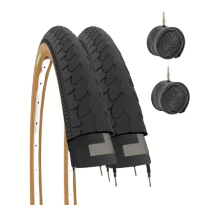 Abbildung von ECOVELO Unisex Erwachsene Schwarz Para Kameras 2 Reifen 26 x 1 3/8 (37 590) + Kammern,