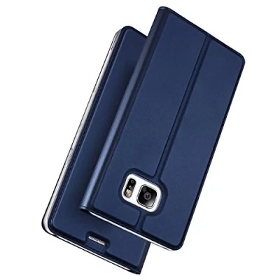 Abbildung von Verco Handyhülle für Galaxy S7, Premium Handy Flip Cover Samsung S7 Hülle [integr. Magnet] Book Case PU Leder Tasche, Blau