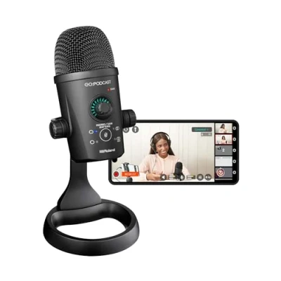 Abbildung von Roland GO:PODCAST Video Podcast Studio für Smartphones Einfaches Livestream System Podcaster, Vlogger &amp; mehr Intuitive App Hochwertiges USB Mikrofon Vier Richtcharakteristiken