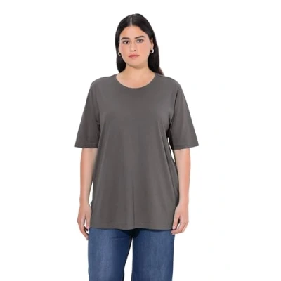 Abbildung von Ulla Popken Short Sleeve Tshirt basic, Damen, Größe: 42/44, Graphitgrau