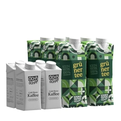 Abbildung von Cold Brew Tea &amp; Coffee trinkfertig ohne Zucker Probierpaket mit Kaffee 4x200ml + Grüntee 6x500ml kalorienfrei koffeinhaltig vegan