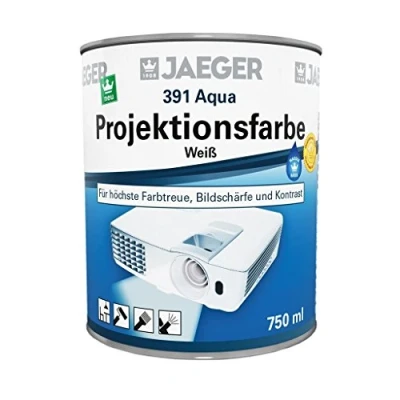 Abbildung von Jaeger Aqua Projektionsfarbe Leinwandfarbe weiss, wasserverdünnbar (750 ml, weiss tuffmatt (ca. RAL 9016))