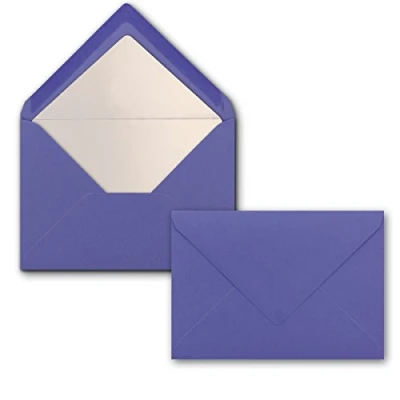 Abbildung von 25 Briefumschläge Violett DIN C6 gefüttert mit weißem Seidenpapier 90 g/m² 11,4 x 16,2 cm Nassklebung NEUSER PAPIER