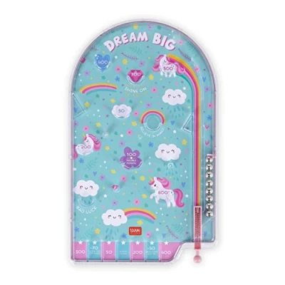 Abbildung von Legami Mini Flipper, tragbares Spiel, 17,7 x 29 cm, Einhorn Thema, PBG0003