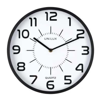 Abbildung von Unilux Wanduhr pop 28,5cm in schwarz großes Ziffernblatt, lautlos, ohne Ticken