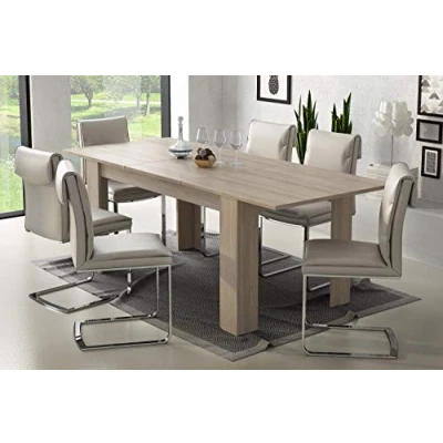 Abbildung von Dmora Ausziehbarer Esstisch, Ausziehbare Konsole, Moderner Tisch mit Auszug, 140 / 200x88h75 cm, Farbe Ulme hell