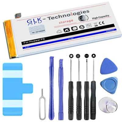 Abbildung von High Power Ersatzakku kompatibel mit Huawei P8 HB3447A9EBW Original GLK Technologies Battery accu 2600 mAh Akku inkl. Werkzeug Set Kit NEU