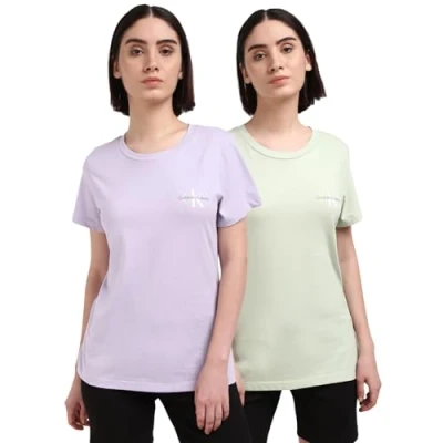 Abbildung von Calvin Klein Jeans Monologo SLIM TEE 2 PACK Tshirt basic, Damen, Größe: XS, Celadon green/pastel lilac