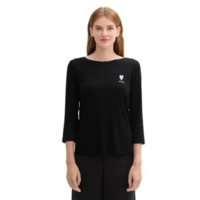 Abbildung von TOM Tailor Langarmshirt, Damen, Größe: XXL, Deep black