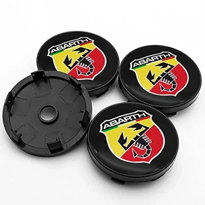 Abbildung von QUXING 4 Stück Radnabenkappen Nabendeckel, für FIAT Abarth 500 500x 595 1100 Stilo Ducato Palio 60mm Auto Felgendeckel Zubehör Zierdeckel Emblem Logo Abzeichen Accessoires