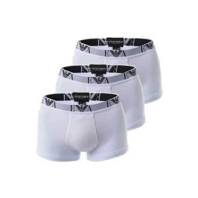 Abbildung von Emporio Armani Herren Men&#039;s Basic Essential Monogram 3 pack Trunk Boxershorts, White/White/White, L