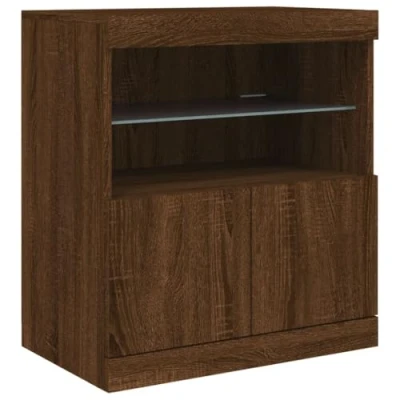 Abbildung von vidaXL Sideboard, Kommode mit viel Stauraum, Highboard Schrank LED Leuchten, Anrichte Beistellschrank Standschrank, Modern, Braun Eichen Optik