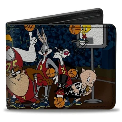 Abbildung von Buckle Down Herren Bifold Wallet Looney Tunes Zweifalten Geldbörse, Mehrfarbig, 10.1 cm x 8.89