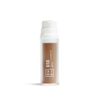 Abbildung von 3INA MAKEUP The 3 in 1 Foundation 658 Sand mit Unterton Neutral Grundierung Concealer &amp; SPF15 Vitamin C Vegan Cruelty Free