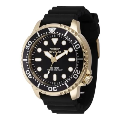 Abbildung von Invicta Pro Diver 47226 Herren uhr Wasserdicht Analog Quarzuhrwerk Edelstahl mit schwarzen zifferblat 48mm