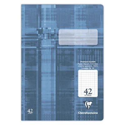 Abbildung von Clairefontaine 331042C Packung mit 25 Heften ideal für die Schule, DIN A4, 16 Blatt, 90g, Lineatur 38 durchgehend kariert Rand 5x5mm gelocht, Blaugrau, 1 Pack