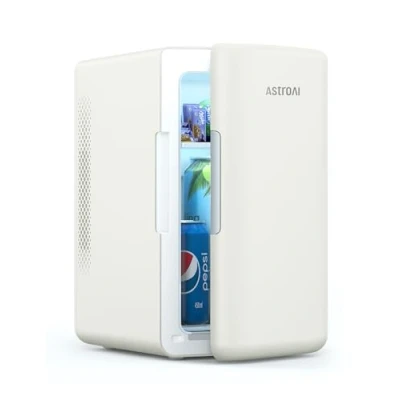 Abbildung von AstroAI Mini Kühlschrank 6 Liter / 8 Dosen Kühler und Wärmer AC/DC Kleiner für Schlafzimmer, Auto, Getränke, Schönheit, Hautpflege, Reisen (Beige)