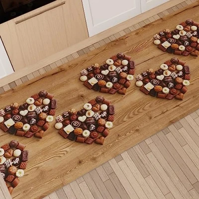Abbildung von PETTI Artigiani Italiani Teppich für Küche, rutschfest und waschbar, 52 x 380 cm, Design Schokolade, 100% Made in Italy