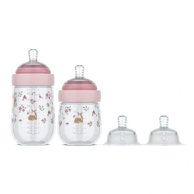 Abbildung von Mepal Starterset babyflasche Mio Little Dutch 3 teilig Anti Kolik Babyflaschen Spiralförmiges Design verhindert Verstopfungen Medizinisches Silikon Fairy Garden