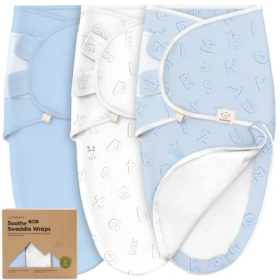 Abbildung von 3 Pack Pucksack Baby 0 monate Bio Baumwolle Pucktuch Baby,Ergonomische Schlafsack Neugeboren,Pucksack Reißverschluss,Leicht zu wechselnde Babyschlafsack,Neugeborene Wickeltuch(ABC Land Cloud)