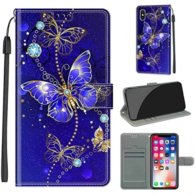 Abbildung von TOMYOU Handyhülle für iPhone X Hülle, XS Premium Leder Case Klappbar Stoßfeste Schutzhülle Klapphülle Lederhülle X/iPhone Hülle