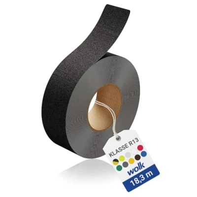 Abbildung von wolk Antirutschbelag Selbstklebende R13 Rutschhemmung für sichere Gehflächen und Treppen 5,0 cm x 18,3 m schwarz