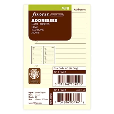 Abbildung von Filofax 510253 Mini Name/Adresse/Telefon Organizer, cotton cream