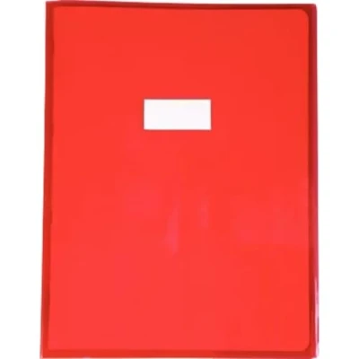 Abbildung von Clairefontaine 73403C Heftumschlag Calligraphe Cristalux DIN A4+ 24x32 cm, glattes PVC, Etikettenhalter, Rot Transparent, 1 Stück
