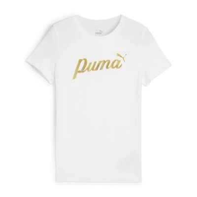 Abbildung von Puma Script Metallic TEE Unisex Tshirt print für Kinder, Größe: 128, White/black