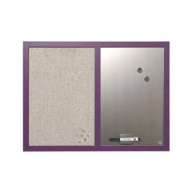 Abbildung von Bi Office Kombitafel Lavander, Pinnwand und Whiteboard, Perlenfarben Textiloberfläche Silber Magnetisch, Lila MDF Rahmen 22 mm dicker, 60 x 45 cm