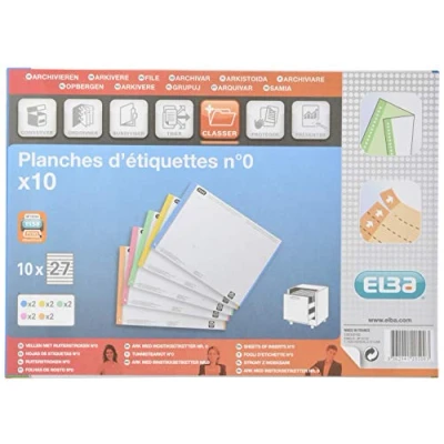 Abbildung von FADE 100330192 Pack 10 Blätter, 25 Etiketten für Unterordner, 290 mm