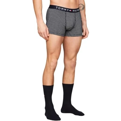 Abbildung von Tommy Hilfiger Herren Geschenk Set Boxershorts &amp; Socken, Blau (Grid Check/Desert Sky), M