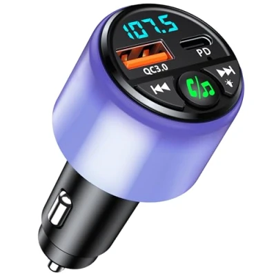 Abbildung von Mohard Bluetooth Adapter Auto, [PD 30W &amp; QC3.0 18W] FM Transmitter Auto 5.3, [Rundum Strahlender Glanz] Freisprechanlage für Bluetooth, Dual Port Schnellladegerät, Hi Fi Musik