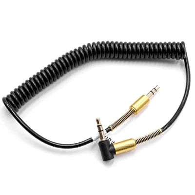 Abbildung von vhbw Stereo Audio Kabel Adapter kompatibel mit Technics EAH A800 Kopfhörer 3,5 mm auf Klinkenstecker, Vergoldet, Gewinkelt Gold Schwarz