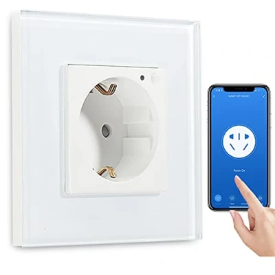 Abbildung von BSEED Wifi Smart Steckdose,arbeitet mit Amazon Alexa,Google Home,Timing Funktion und APP Steuerung,Unterputz Intelligente Steckdose,1 Fach Schuko Steckdose Weiß auf NUR 2.4 GHz Netzwerk