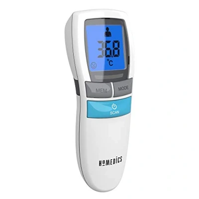 Abbildung von HoMedics No Touch Infrarot Thermometer kontaktlos, tragbar, Stirntemperaturmessgerät, 1 Sekunden Sofortmessung, leicht lesbare LCD Anzeige, Fieberalarm, Nachtmodus, automatische Abschaltung