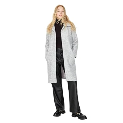 Abbildung von Trendyol Damen Regular Zweireihig Plain Webstoff Mantel Coat, Grau, 36 EU