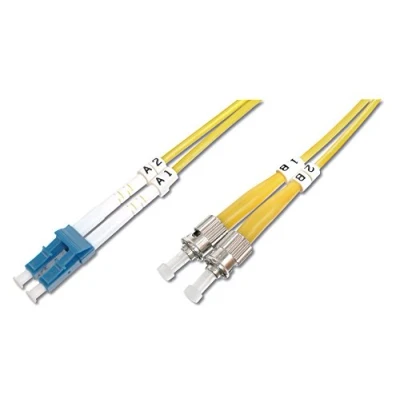 Abbildung von DIGITUS DK 2931 05 Glasfaserkabel OS2 5 m LC zu ST Duplex LWL Kabel 1/10 Gbit/s SM Singlemode Glasfaser LAN Fasertyp: 9/125 µ Gelb (Yellow)