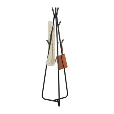Abbildung von Relaxdays Garderobenständer, 9 Haken, Metall, Jacken, Mäntel, dreieckig, Standgarderobe, HBT: 157 x 40 48 cm, schwarz