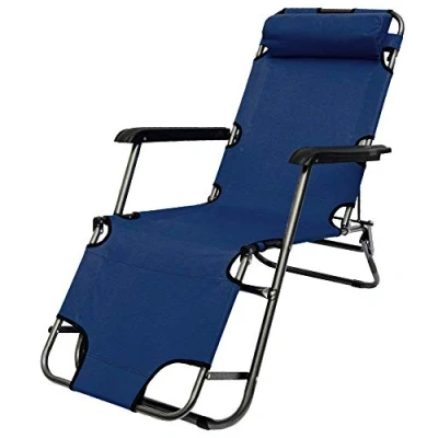 Abbildung von AMANKA Campingstuhl 153x60cm Liegestuhl Sonnenliege Strandliege Campingliege Klappliege Liege Blau