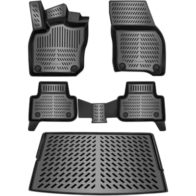 Abbildung von ELMASLINE 3D Gummimatten &amp; Kofferraumwanne Set für VW TIGUAN 3 ab 2023 Zubehör Fußmatten Kofferraummatte