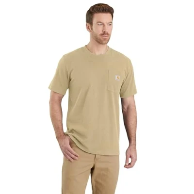 Abbildung von Carhartt Langärmliges, lockerer Schnitt, schweres, kurzärmliges K87 T Shirt mit Tasche Beach Heather S