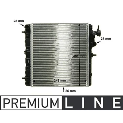 Abbildung von MAHLE ORIGINAL CR 1116 000P Kühler, Motorkühlung für Fahrzeuge mit Klimaanlage 412mm 355mm 26mm Schaltgetriebe Kühlrippen gelötet