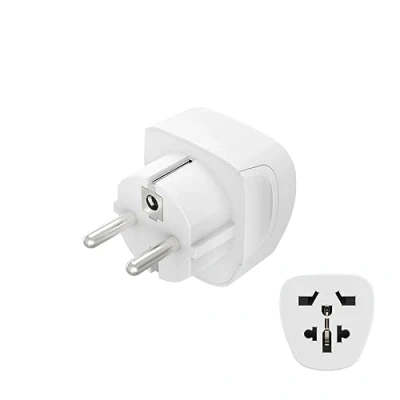 Abbildung von Hama Reiseadapter Typ E und F, 3 polig, universal, Welt nach Europa, Weiß EF (Konturenstecker)
