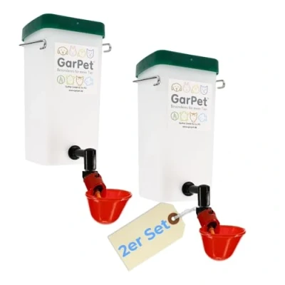 Abbildung von 2X Beckentränke 1000 ml Geflügeltränke Küken Nager Hasen Hühner Geflügel Wasserspender Tränkebecken Trinkflasche mit Halterung